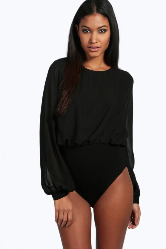 Daisy Chiffon Long Sleeve Bodysuit